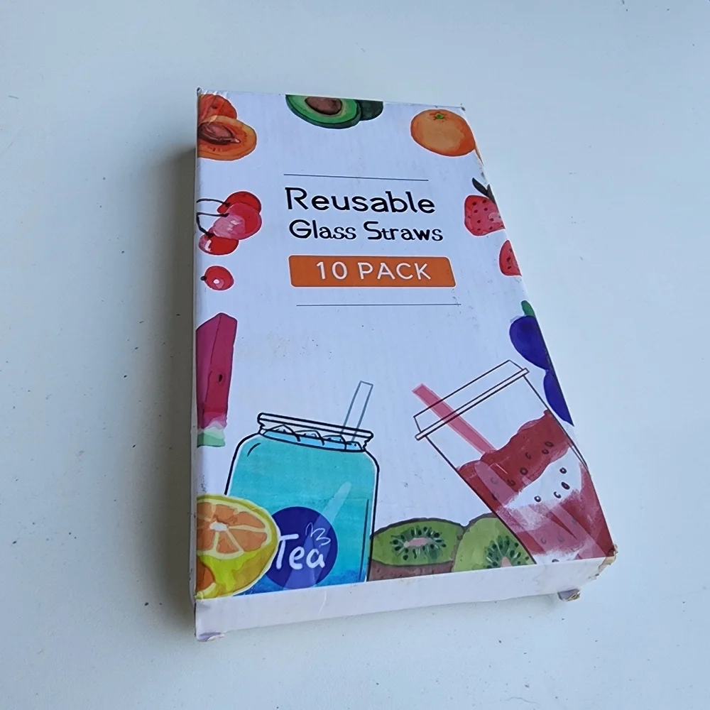 Reusable Glass Straws 10 Pack - Multicolor